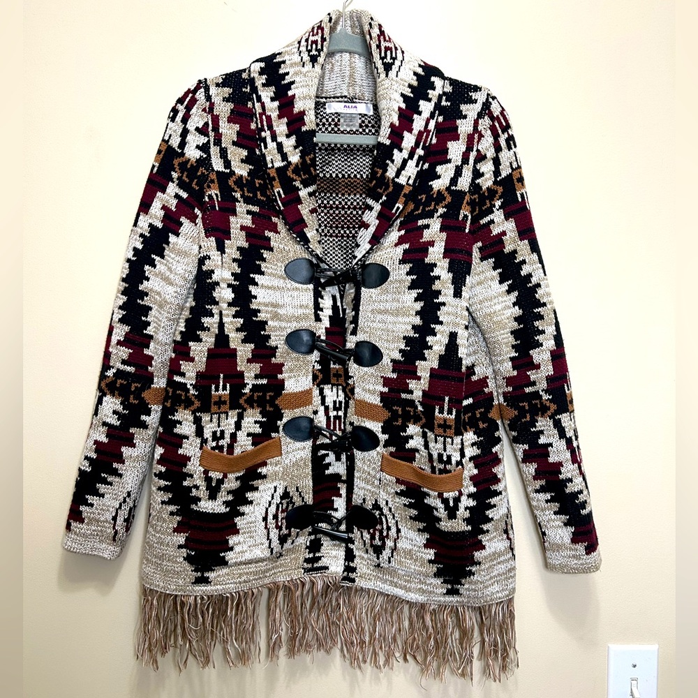 Alia Petite Aztec Print Sweater/Cardigan